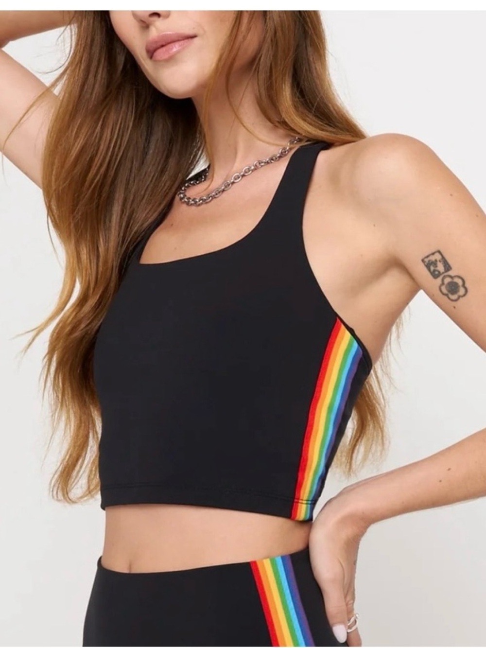 SPIRITUAL GANGSTER- Rainbow Shakti Crop Tank Black Size S